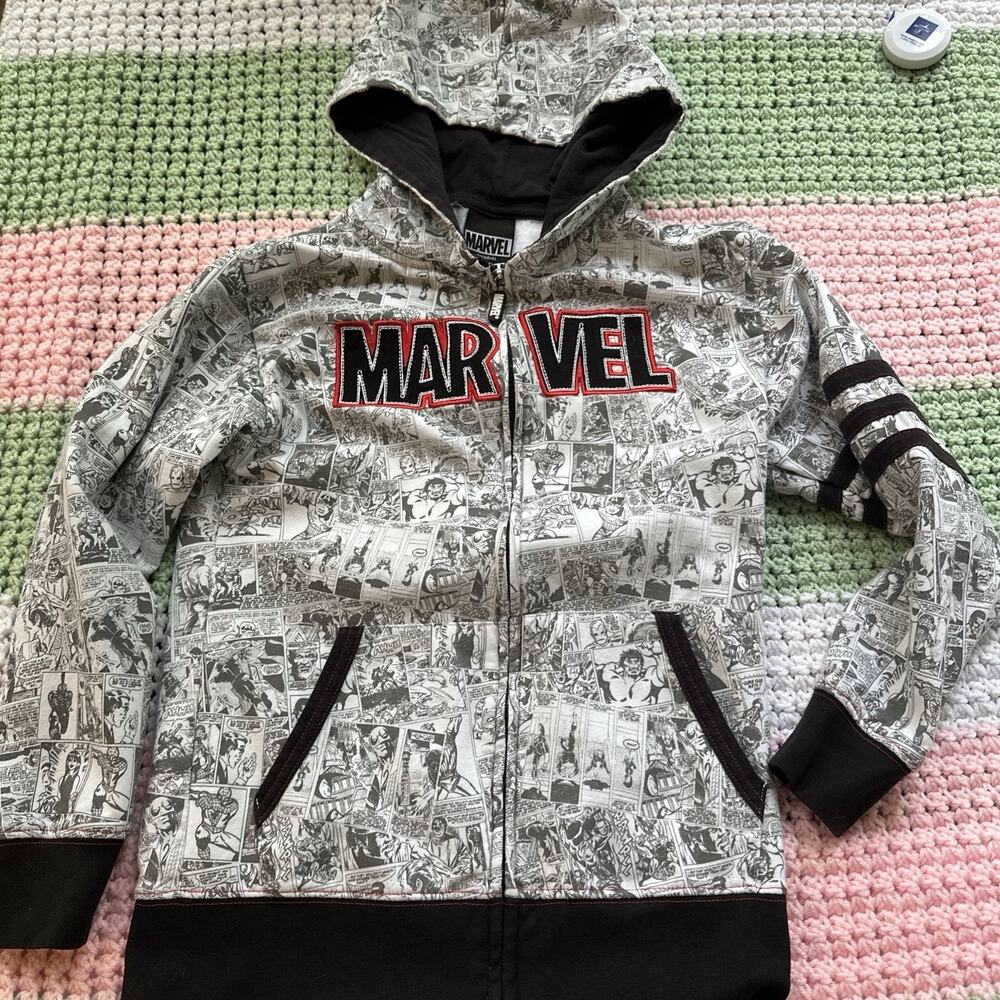 Marvel Hoodie Unisex Youth Sm Universal Studios IOA Jacket Print EUC Zip Up
